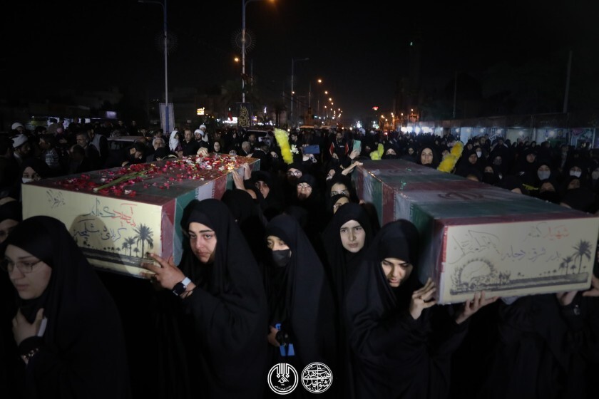 مراسم تشییع دو شهید گمنام در اجتماع «بصیرت فاطمی» اهواز برگزار شد